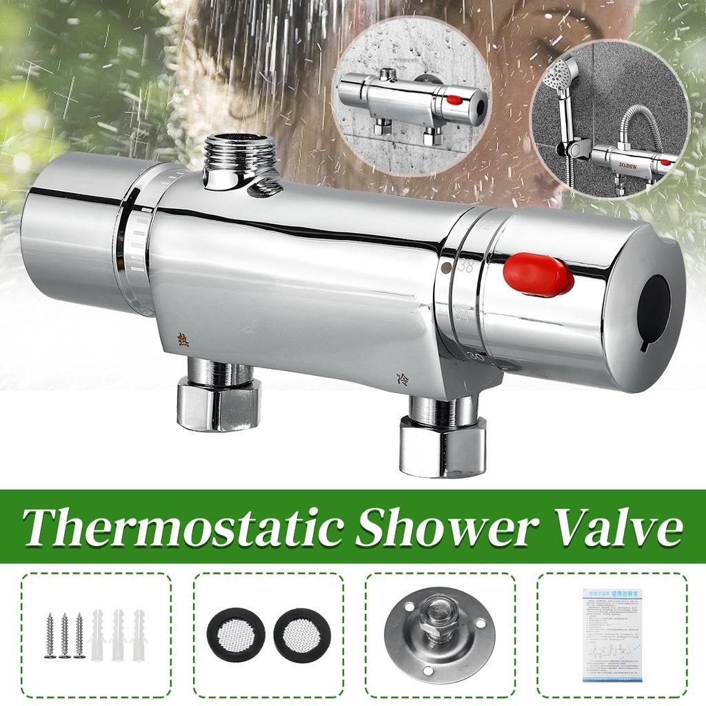 

Настенный термостатический душ для ванной комнаты, смеситель для холодной и горячей воды, латунный смеситель, двухрычажное управление, контроль температуры, смеситель для душа и ванны