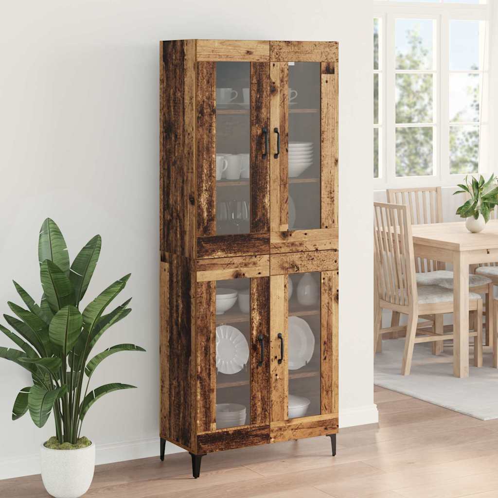 Wall Mounted Highboard Reclaimed Wood Look 27.4 x 13.4 x 70.9 in (L x W x H) Engineered Wood