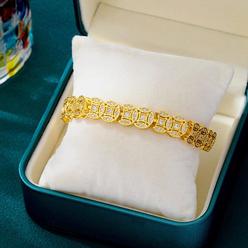 Simple Style Hollow Copper Coin Bracelet Bracelet Jewelry Bracelet One Size(16-22CM)