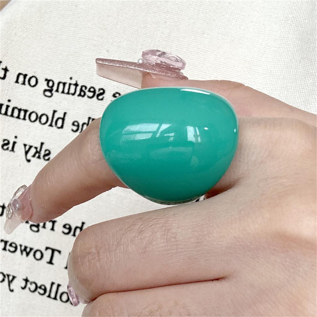Fashion Colorful Resin Oval Large Rings Candy Color Acrylic Geometry Round Wide Ring For Women Girls Travel Summer Jewelry Girl