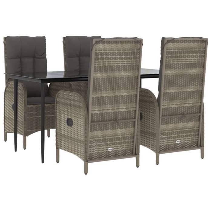 VidaXL Garden Dining Furniture and Cushions 5 Pcs Black and Grey 3185181