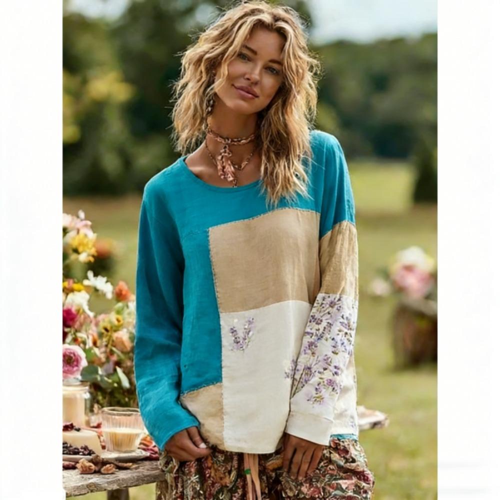 Spring Women's T-shirt Europe America Fashion Pullover Bohe Style Women Long Sleeve T-shirt Outdoor Casual Tees Top