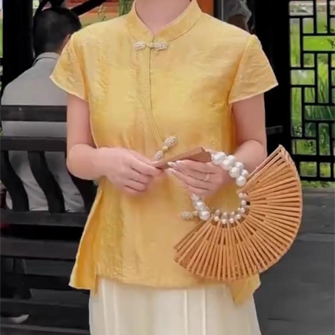 

Желтая футболка с коротким рукавом, диагональный топ в ретро-стиле, улучшенный топ с неровным подолом 3XL [recommended 138-75 kg] жёлтый