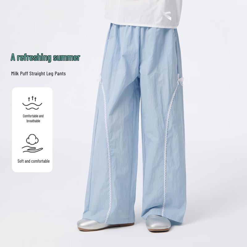Xiaoyinman Girls Breathable Straight-Leg Casual Pants 160