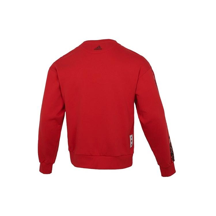 Men's adidas Crew Limited Printing Basketball Sports Round Neck Pullover Red HD7933