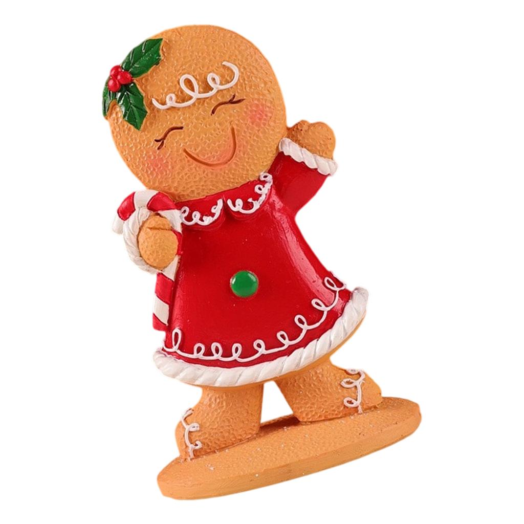 Gingerbread Man Resin Ornament Christmas Figurine Decoration For Tabletop Shelf Display Holiday Party Centerpieces