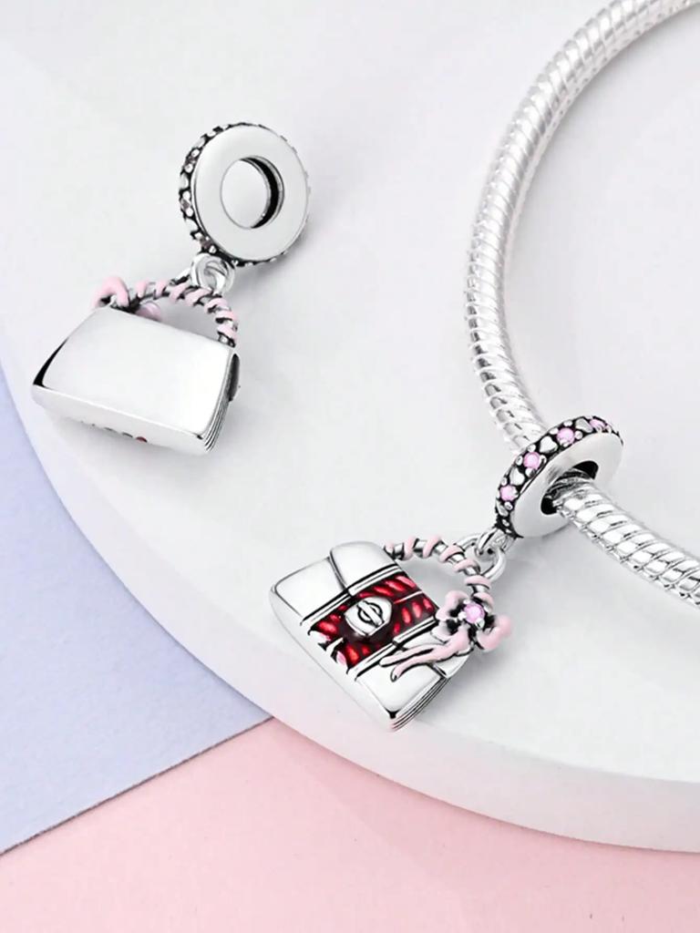 Charm Copper Colors Pinkbow Microphone Bead For Original Bracelet Diy Beads Charms Jewellery Making Gift For Women Styfne
