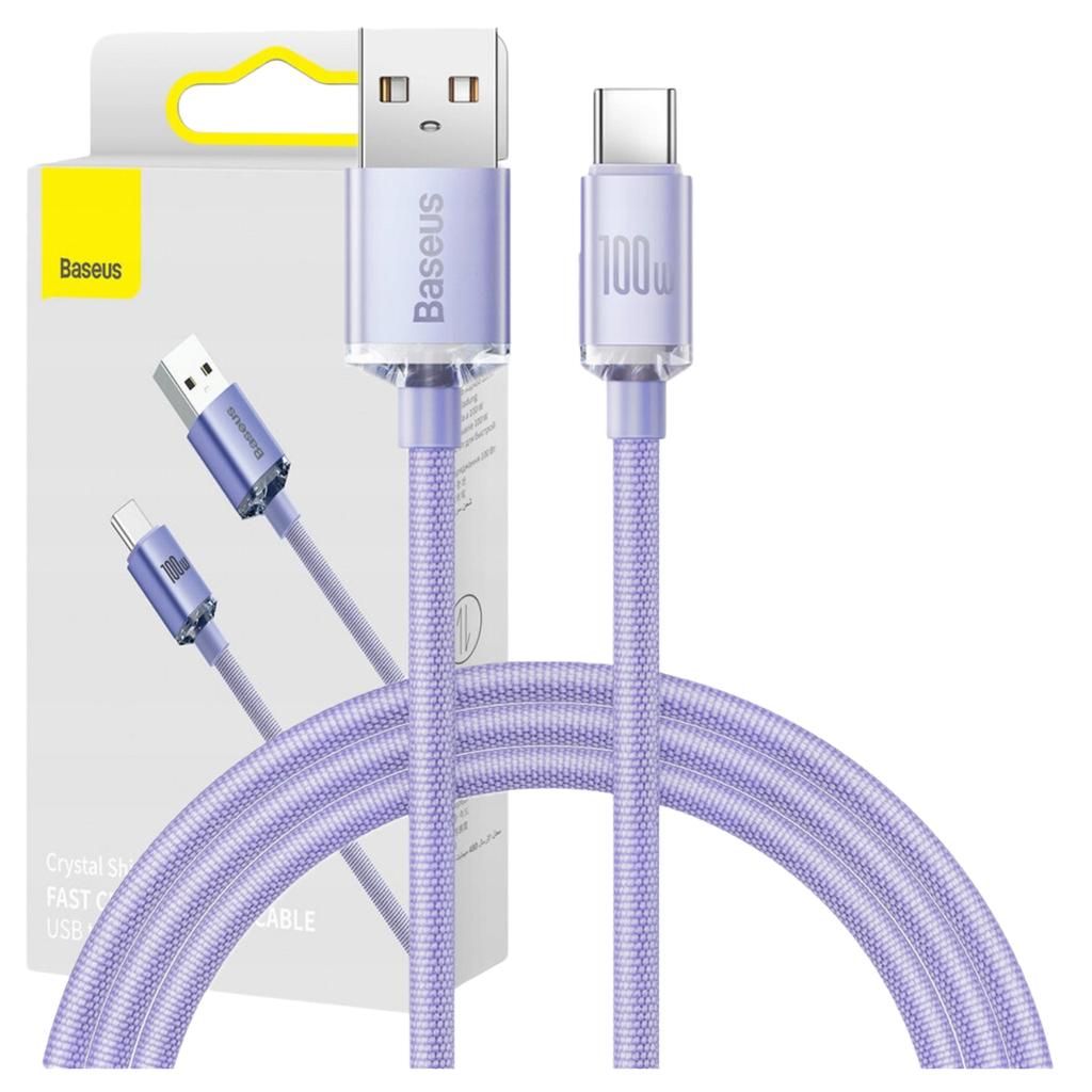 Kabel Usb Do Usb-C Baseus Crystal Shine, 5A, 1.2M (Fioletowy)
