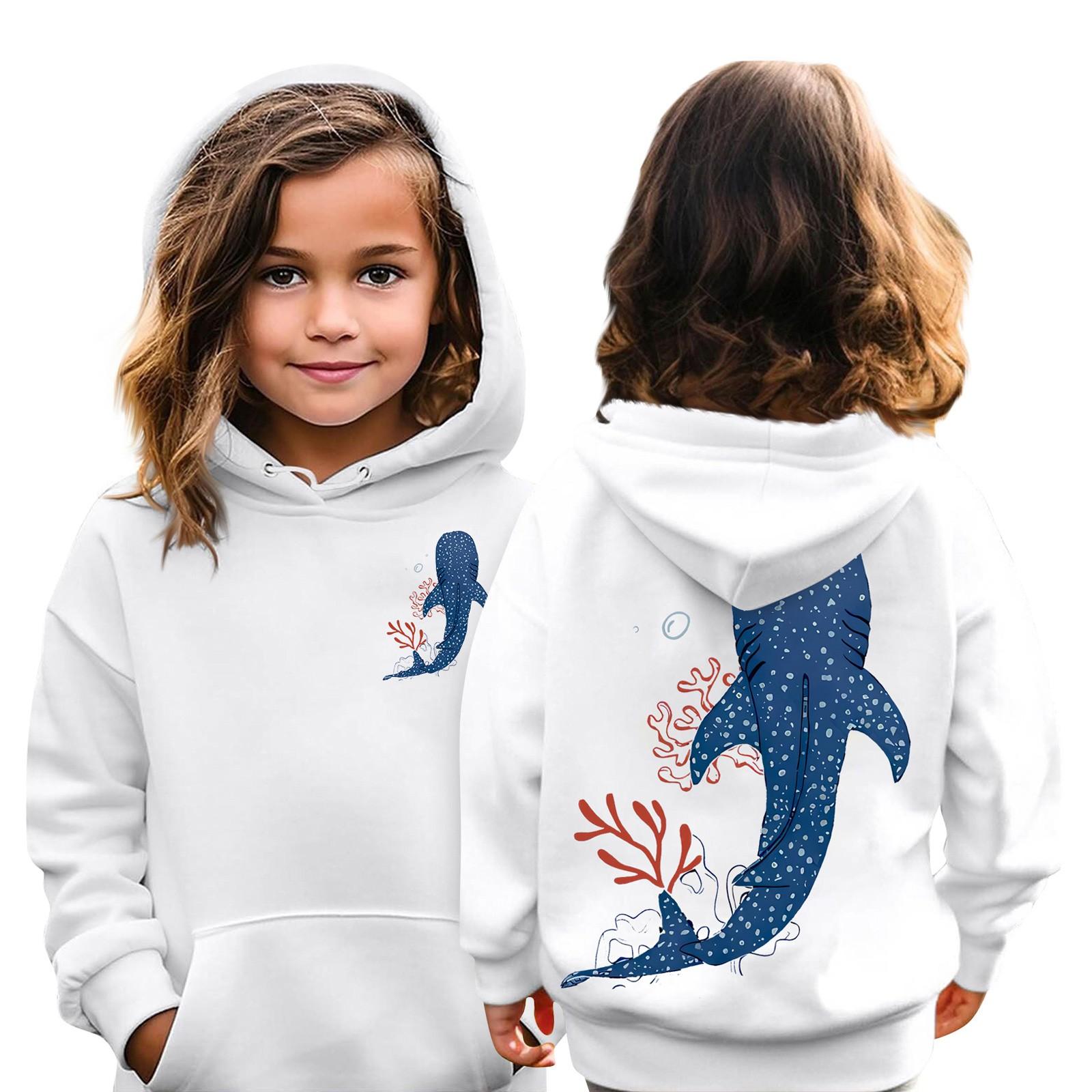 

Детские толстовки, свободная спортивная рубашка с капюшоном и принтом, модная спортивная рубашка 160 белый