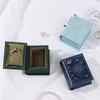 1Pc Pu Leather Book-Shaped Ring Box With Suede Fabric Lining Creative Flip Lid Magnetic Ring Holder Jewelry Gift Case Accessorie