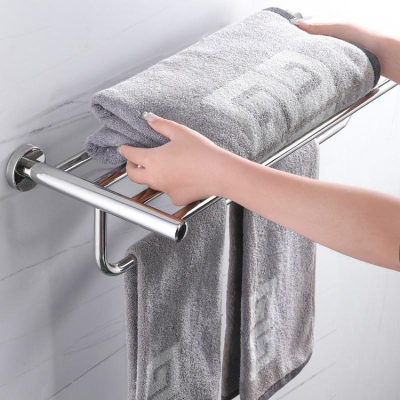 Stainless Steel T-Shaped Towel Rack Bathroom Hotel Use Modern Minimalist Wall Mounted 2-Tier Heavy Duty 30kg Load