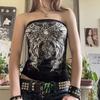 Gothic Print Black Tube Top Women Strapless Skinny Cropped Tops Summer Casual Chic Graphic Tees Y2k Streetwear Vest Basic