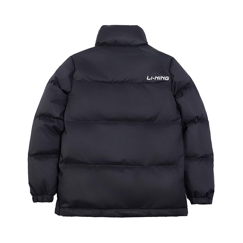 Li Ning Hot Pot Down Jacket Series Stand Collar Short Versatile Windproof Warm Casual Down Jacket Unisex Outerwear Standard-Black AYMU609-5