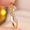 Delicate Gold Color Curved Zircon Band Ring for Women Wedding Banquet Daily and Party