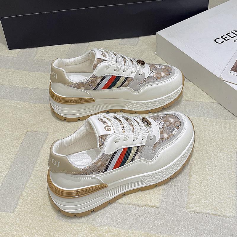 Platform Dad Shoes Women's 2025 New Spring and Autumn Small Inner Height Increase Casual Sports Shoes Lightweight and Versatile Forrest Gump Shoes