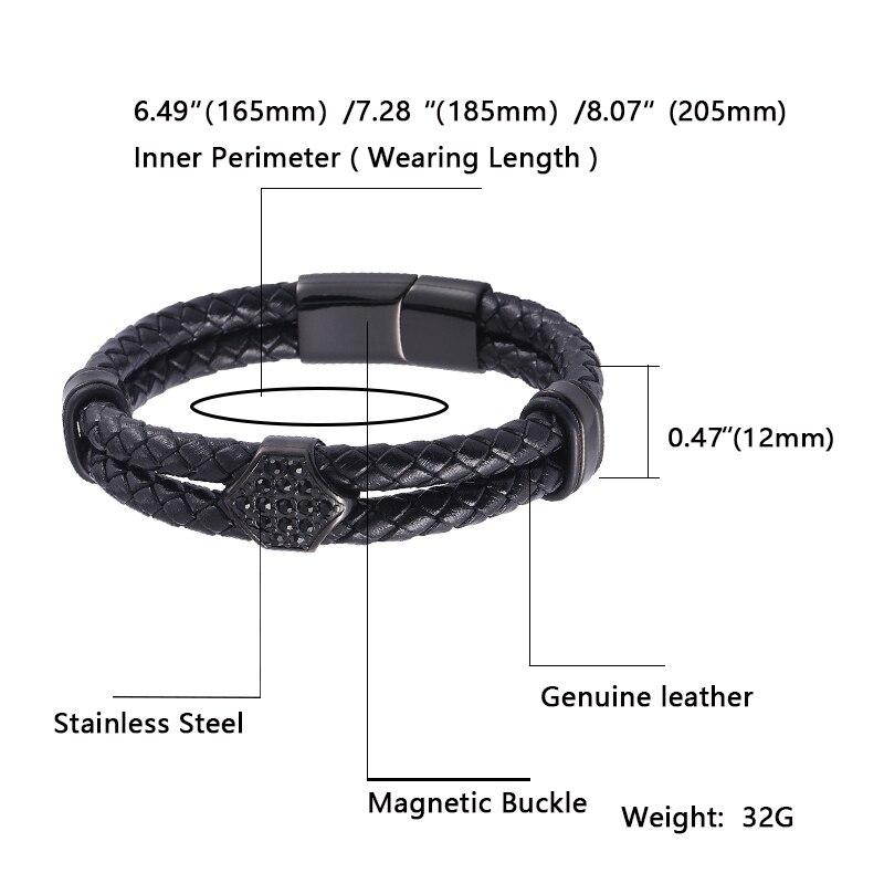 Fashion Style Men Hand-Woven Leather Bracelet Black Metal Buckle Men's Wristband Gift