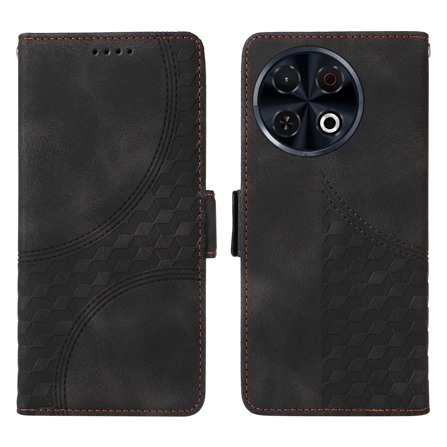 

For TECNO Spark 30 Pro 4G Case PU Leather Phone Cover Rhombus Starry Imprinted Black