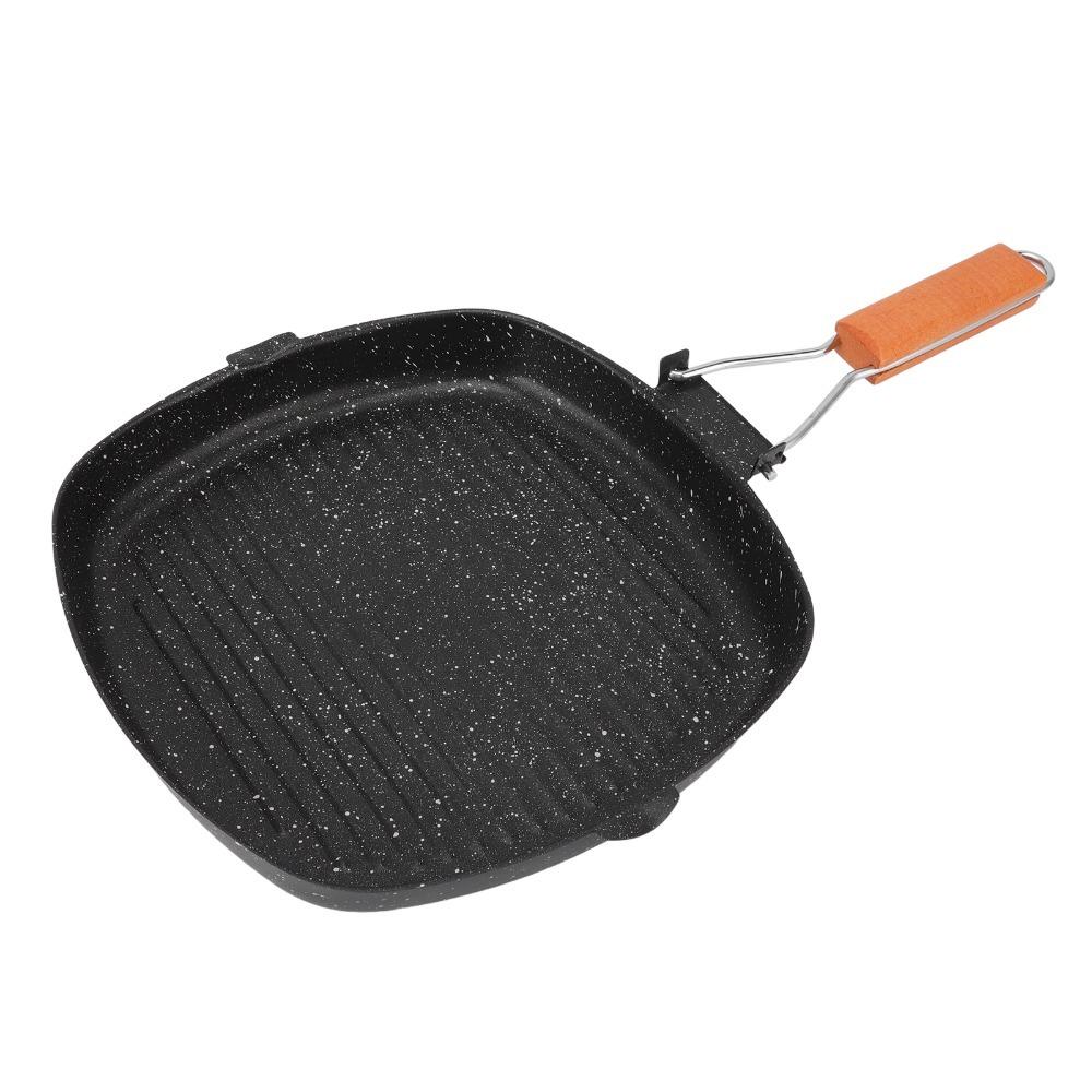 Nonstick Grill Pan Folding Handle Maifan Stone Frying Pan Energy Saving Lightweight Grilling Skillet Camping/Household