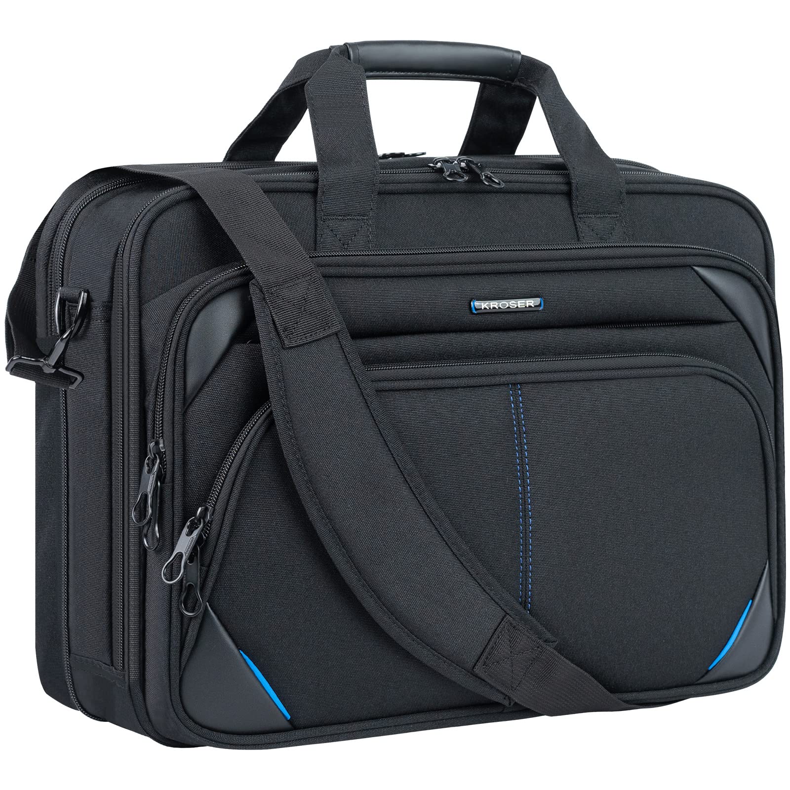

KROSER Laptop Bag Laptop Briefcase Laptop Messenger Bag (Black Blue)
