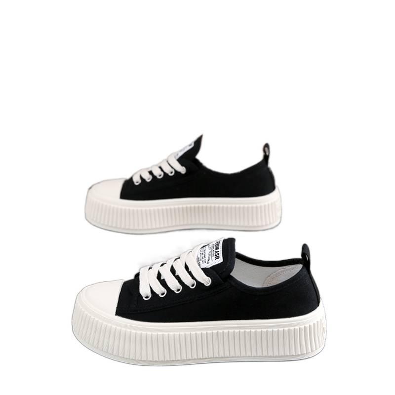 Black canvas shoes new summer platform heightening sports shoes board shoes casual biscuit shoes