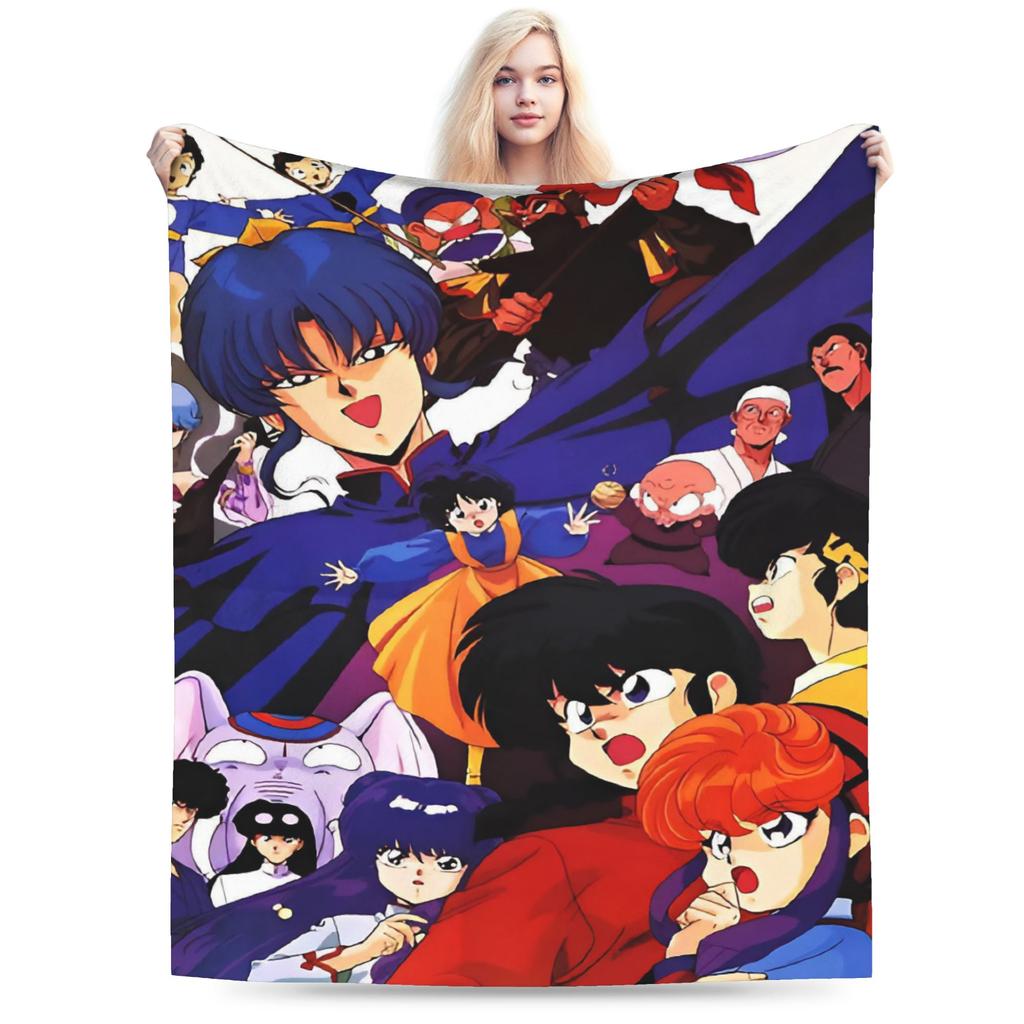 Ranma 1/2 Shampoo Manga Blankets  Wool Funny Warm Throw Blankets for Bedding Lounge  Winter