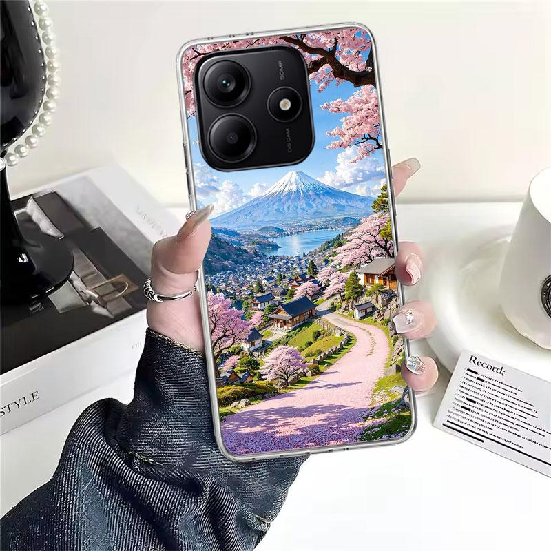 Japanese Cherry Mount Fuji Soft Phone Case For Xiaomi Redmi Note 15 14 14S 13 12 Pro Plus 12S 11 11S 11E 10 10S 11T 5G Fundas Co