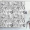 Raining Cats and Dogs Shower Curtain Funny Cartoon Cute Animal Hilarious Pets Playing Water Polyester Waterproof Bathroom Panels