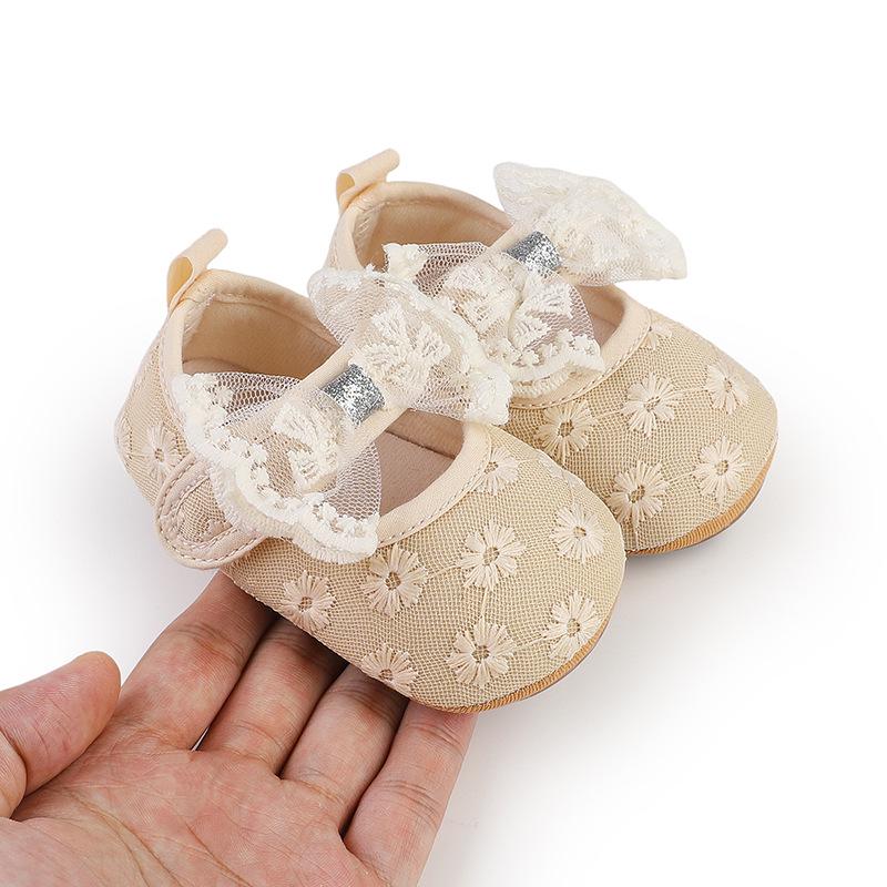 Solid Color Lace Baby Princess Shoes for 0-12 Months - Spring & Autumn Walking Shoes