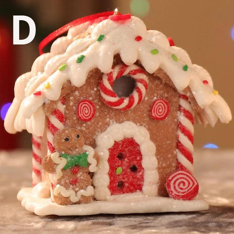 Christmas Gingerbread Small House Pendant Creative Xmas Tree Decorantions Hanging Ornament New Year Gift Home Decor 2023