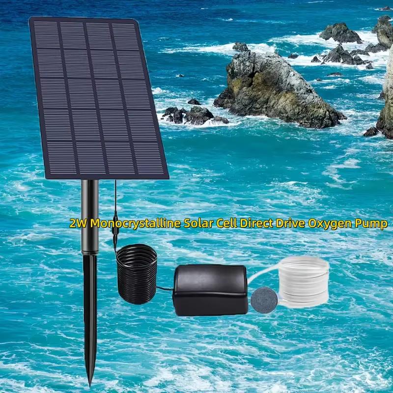 

2W Monocrystalline Solar aquarium oxygenation pump Silent oxygenation pump Aquarium air pump for Garden Aquarium Fish Pond 2W