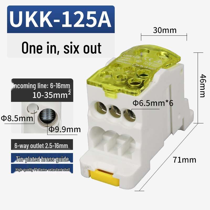 UKK Hochstrom-Anschlusskasten: Einpolige Schiene, Mehrfachausgangsverdrahtung