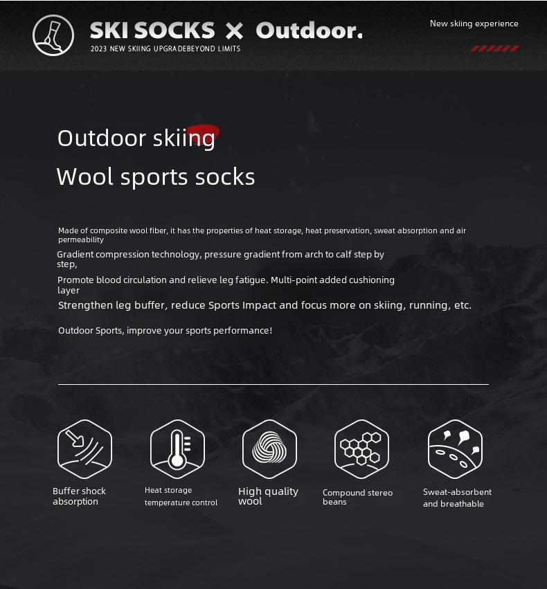 Χειμερινές Επαγγελματικές Μάλλινες Κάλτσες Σκι - Ζεστές, Γρήγορης Ξήρανσης και Αντιανεμικές DWZ04