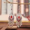 Bohemian Ethnic Colorful Rhinestone Acrylic Drop Earrings for Women Vintage Long Antique Silver Color Tassel Earrings Jewelry
