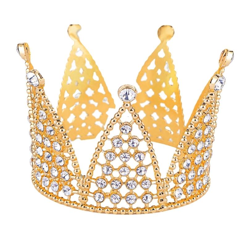 Mini Crown Cake Toppers Metal Rhinestones Princess Tiaras Royal Decors with a Bright Finish for Decorating Cake, Bouquets, Flower Gift Boxes, and Gift