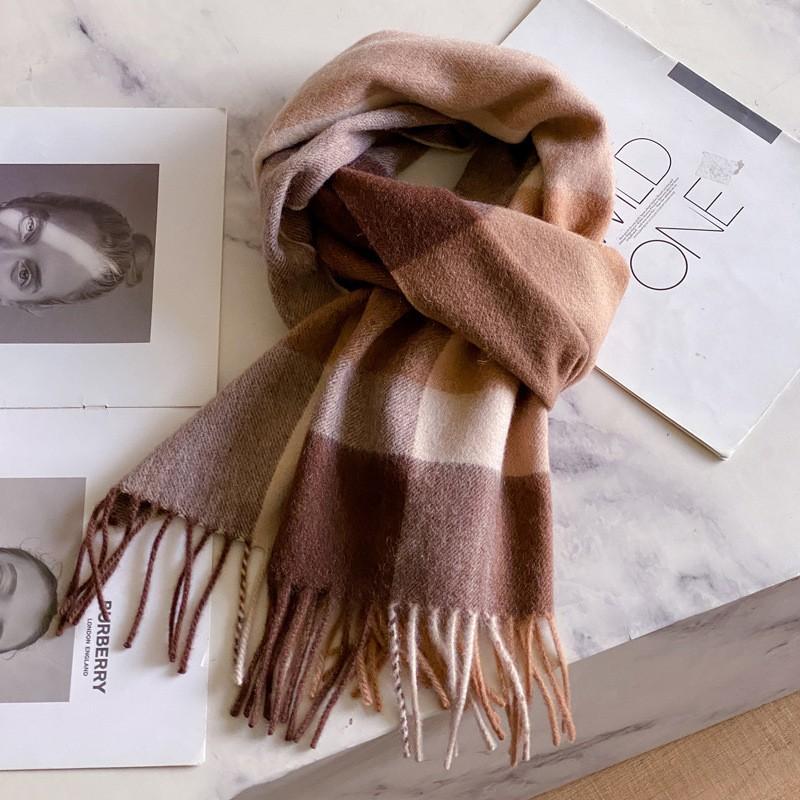 100% Wolle Karierter Schal Herren Damen Paar Warm Kaschmir-Mischung Karriert Winter Halswärmer