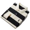 Polo à manches longues à rayures larges noir et blanc, t-shirt brodé décontracté pour homme