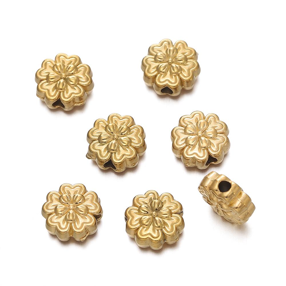Stainless Steel Flower Beads, Perforated Six-valve Flower Septum Beads DIY Jewelry Accessories