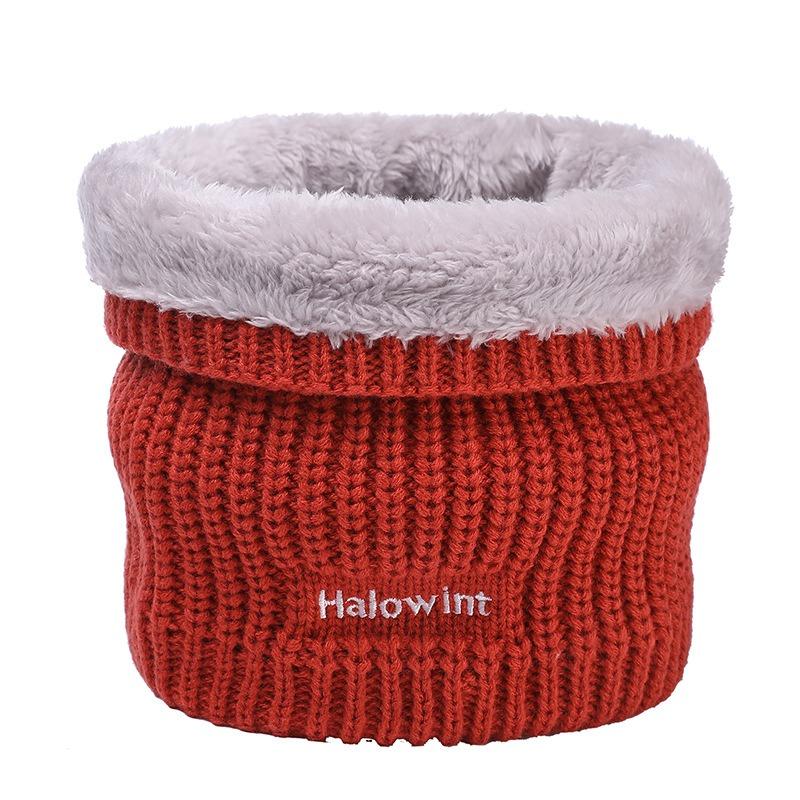 Winter outdoor knitted terry scarf pullover couple velvet solid color embroidery warm scarf women