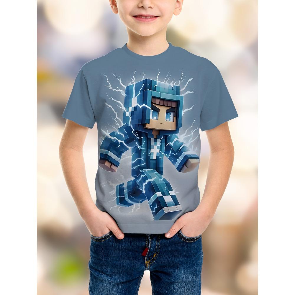 Game Pixel Birthday Party Children's T-shirt Humorous and Funny Boys Fashion Novelty Gift Short Sleeve T-shirt