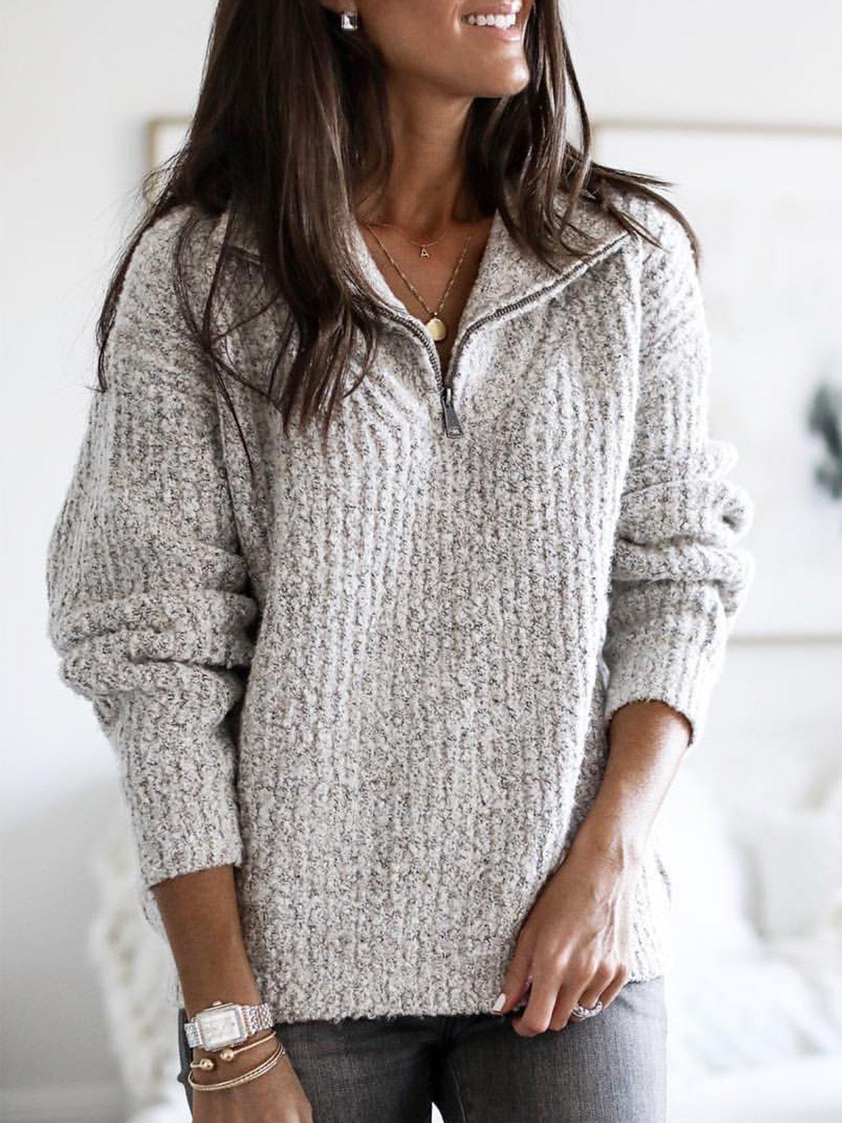 European Style Fall and Winter Zipper Long Sleeve Knitwear Sweater Jacket Women 5XL
