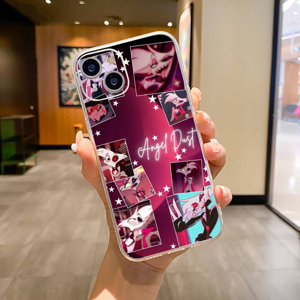 A-Angel Dust H-Hazbin H-Hotel Чехол для телефона для iPhone17,16,15,14,13,12,11 ,Pro Max, Plus Мягкий силиконовый прозрачный чехол iPhone11ProMax