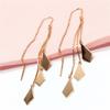 Exquisite Russian 585 Purple Gold Fashion Trend Rhombus Fringed Earline Versatile Temperament Rose Gold Plated Earline
