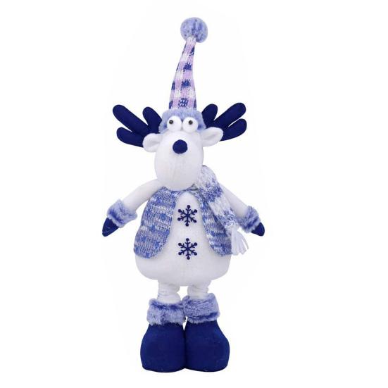 Yousheng Long Leg Christmas Plush Doll Standing Santa Snowman Reindeer Figure with Stretchable Leg for Holiday Winter Home Decoration