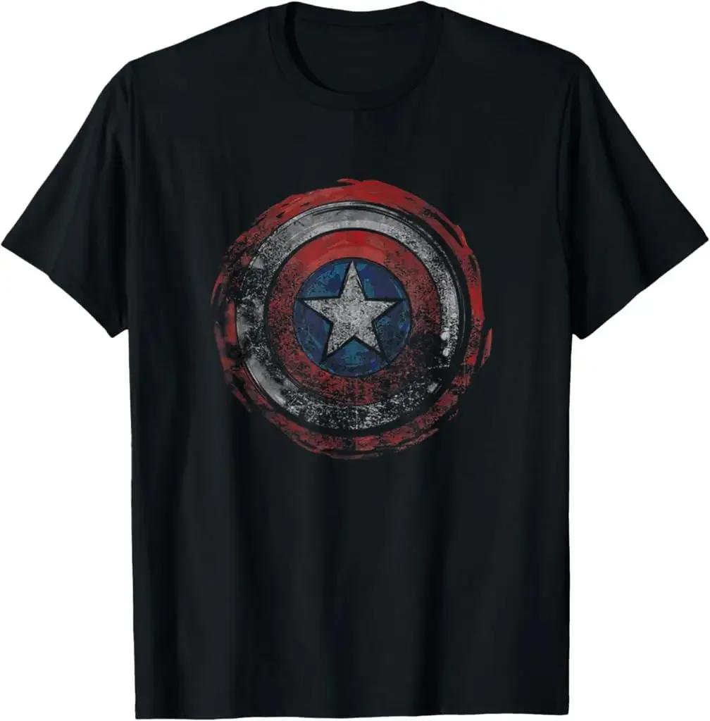 

Marvel American Captain printed pure cotton shortsleeved shirt and loose roundneck Tshirt M