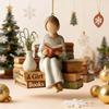 Just A Girl Who Loves Book Christmas Ornament 2D Flat Acrylic Reading Lovers Hanging