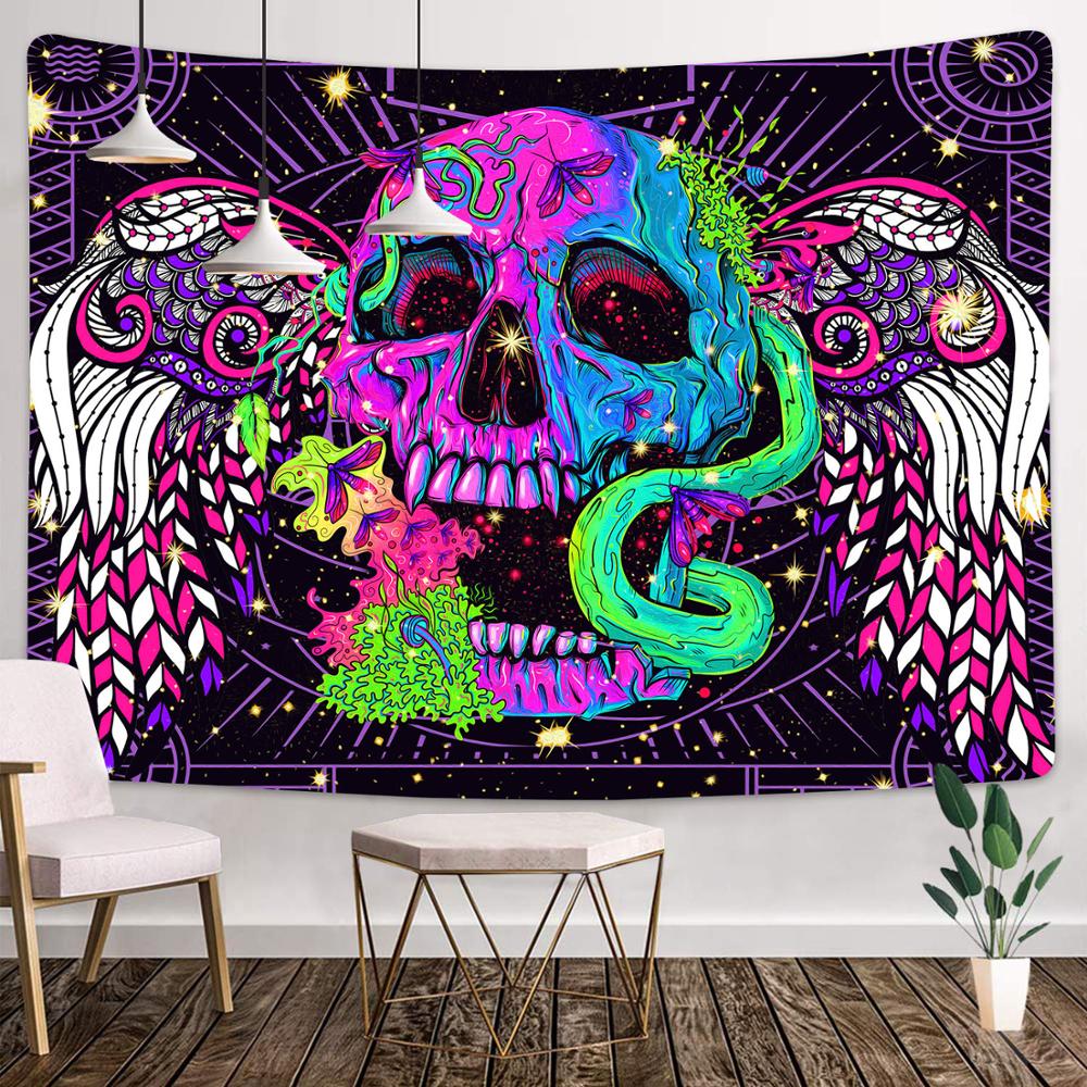 Home Decor UV Tapestry Day of the Dead Mexican Carnival Sugar Skull Wall Living Room Fluorescent