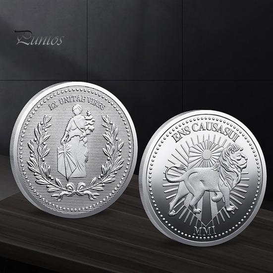 Löwenmünze, Glücksbringer, doppelseitige Münze mit Gravuren der Löwengöttin, Metall-Sammelmünze als Filmrequisite für Sammler, Filmfans