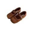 Niche Retro Brown Suede Flat-bottomed Plush Shoes Women's Winter New Split-toed Pig's Trotters Fashionable Mary Jane Shoes