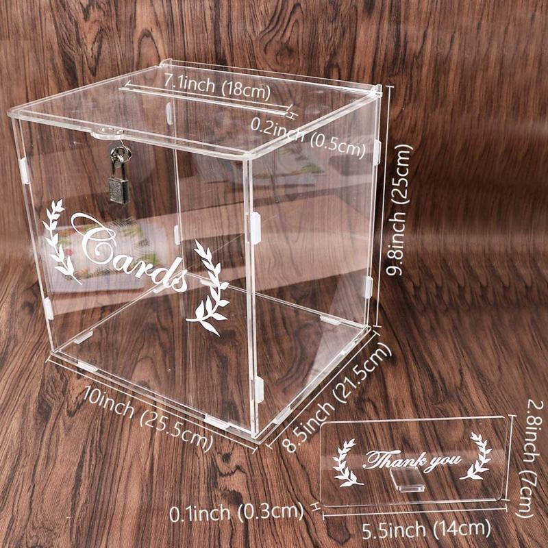 Acrylic Card Box for Wedding Reception Clear Card Box with Lock Gift Card Box Money Box Holder for Reception Anniversity