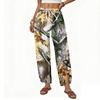 Women Camouflage Fleece Cargo Pants High Waisted Wide Leg Drawstring Jogger Sweatpants Baggy Casual Lounge Trousers
